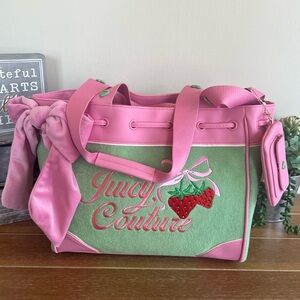 NWT Juicy Couture Retro Strawberry Daydreamer Tote Y2K Green & Pink